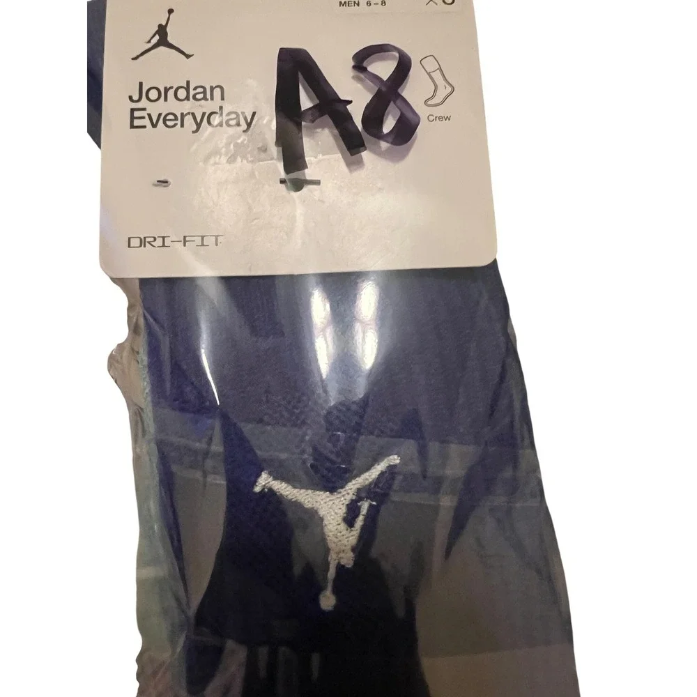 Jordan Everyday Crew Socks Mens‎ S Blue Green New Dri-Fit Cushioned 3-Pack